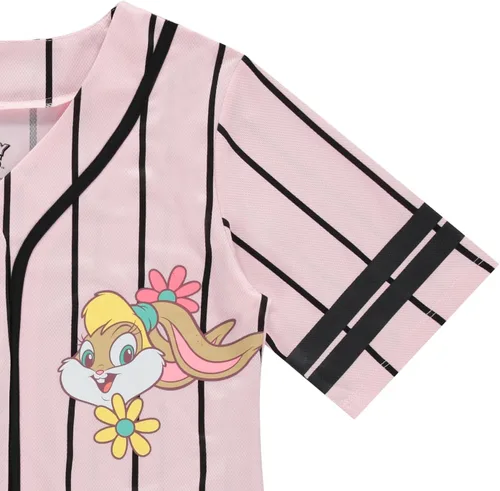 Miniatura 4 de Looney Tunes Camiseta de béisbol para mujer, camiseta de béisbol con botones de malla Lola Bunny, Tweety, Bugs and Taz