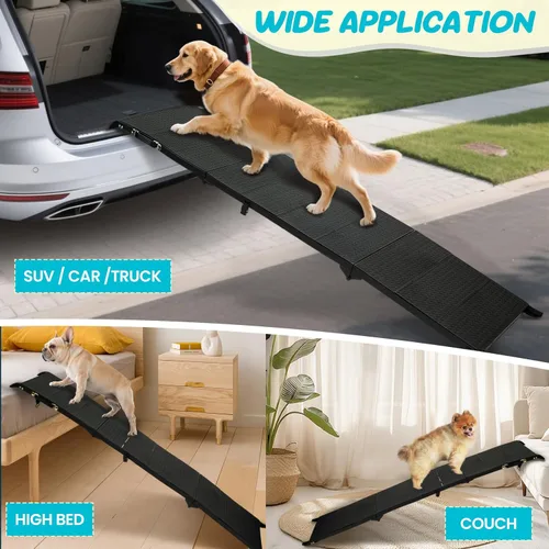Miniatura 6 de Rampa para perros de 71 pulgadas de largo para automóvil, rampas plegables para mascotas para perros grandes con superficie antideslizante, rampa