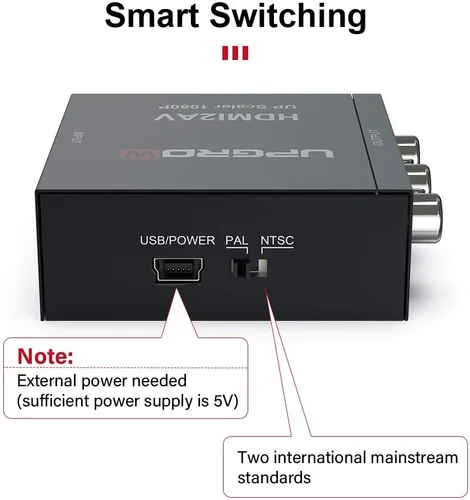 Miniatura 6 de UPGROW HDMI a RCA, 1080p HDMI a AV RCA CVBs convertidor de audio de vídeo compuesto adaptador soporta PAL/NTSC para TV Stick, Roku, Chromecast
