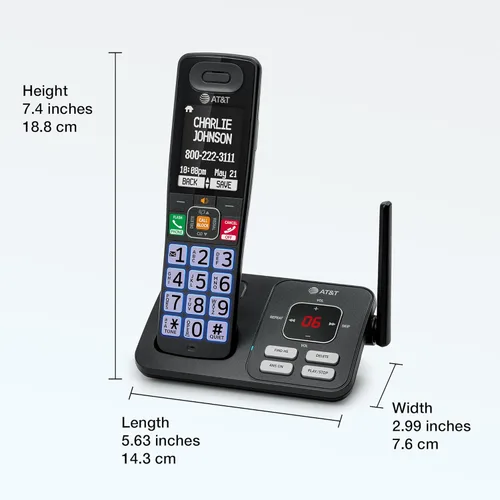 Miniatura 16 de AT&T Teléfono inalámbrico DECT 6.0, 3 auriculares, bloqueador de llamadas inteligente, conexión Bluetooth a celda, contestador automático, pantalla
