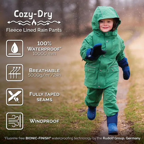 Miniatura 4 de JAN & JUL Pantalones de lluvia y nieve impermeables para niños, forrados con forro polar