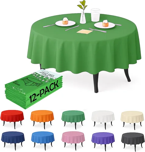 Miniatura 19 de Paquete de 12 manteles de plástico negro – Cubiertas de mesa desechables de 54 x 108 pulgadas para mesas rectangulares, resistentes y resistentes al