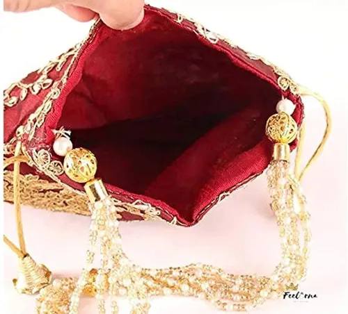 Miniatura 8 de Bolso de mano con diseño étnico indio bordado de seda para mujer, diseño de perlas Batwa