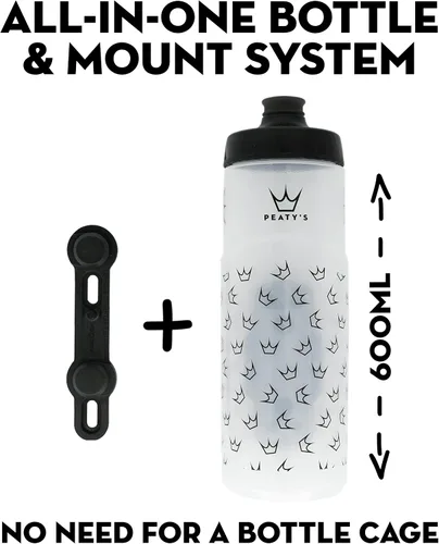 Miniatura 4 de Peaty's Fidlock Lockin - Botella de agua magnética para bicicleta y soporte, corona/transparente, 20.3 fl oz/ 20 onzas