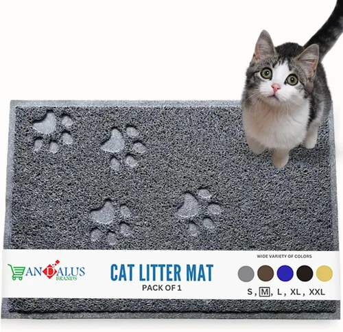 Miniatura 46 de Andalus Tapete Pequeño para Arena de Gatos, Paquete de 1 - Impermeable, Antideslizante y Fácil de Limpiar, Tapete para Caja de Arena de Gatos