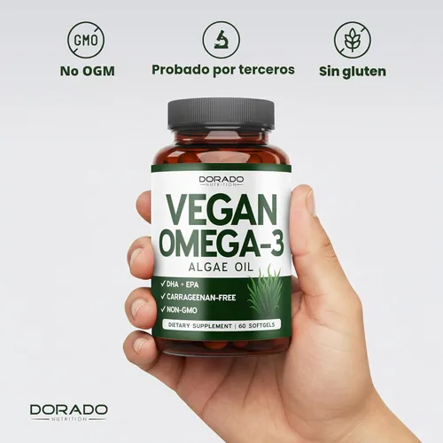 Miniatura 7 de Aceite de algas vegano Omega 3 (60 cápsulas blandas) DHA EPA a base de plantas, de origen sostenible, sin carragenina, sin OMG, salud del corazón