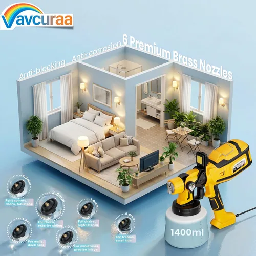 Miniatura 7 de Pulverizador de pintura para pintura de casas. Pulverizadores de pintura de 100 oW con 47 onzas (4,593.2 ft), 6 boquillas de cobre (0.020-0.098 in)