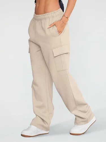 Miniatura 5 de AUTOMET Pantalones deportivos cargo para mujer, pierna ancha, con forro polar, pantalones Y2K para mujer, para otoño e invierno, holgados de cintura