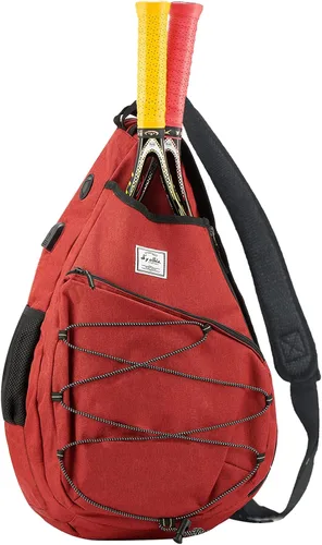 d'yallee Bolsa de tenis para hombres y mujeres, racquetball, pickleball paddle squash, bolsa cruzada deportiva para adultos con puerto de carga USB