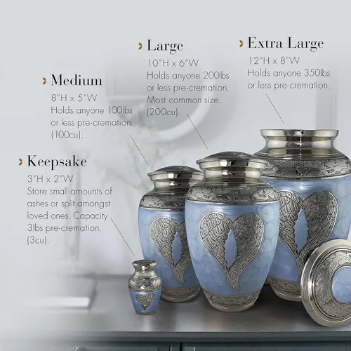 Miniatura 4 de Urna de cremación de ángel azul para cenizas hombre adulto – Urnas de cremación personalizadas para cenizas humanas, urnas decorativas para hombre