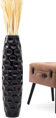 Miniatura 8 de Leewadee Jarrón grande negro para decoración del hogar, de madera, de 26 pulgadas de alto, decoración de granja, soporte para flores para plantas