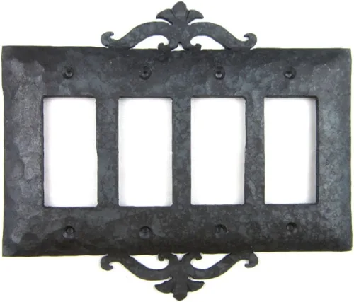 Cubierta rústica de placa de interruptor de hierro forjado Quad Decora EPH143 (cera natural)