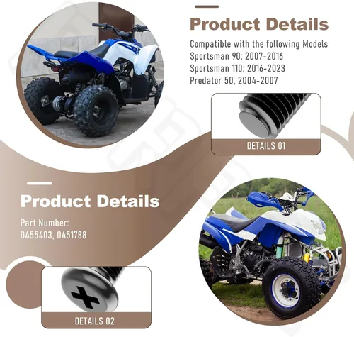 Miniatura 3 de 0455403 Tornillo con tope de acelerador de tuerca de atasco, sustituye a 0451788, compatible con Polaris Sportsman 90/110, Outlaw 50/90/110