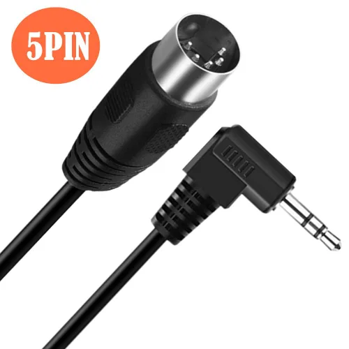 Miniatura 3 de Cable DIN de 5 pines, DIN 5 pines MIDI macho a 0.138 in TRS macho estéreo macho cable de conexión de audio de ángulo de 90 grados para tarjeta