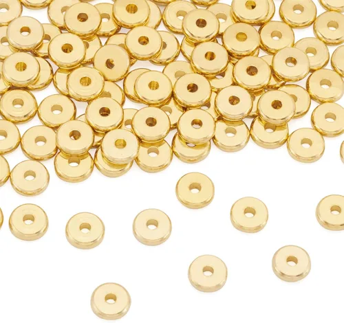 Miniatura 10 de Craftdady 210 cuentas espaciadoras redondas de oro de 18 quilates de 0.079 pulgadas, 0.089 pulgadas, 0.118 pulgadas, 0.118 pulgadas, 0.197 pulgadas