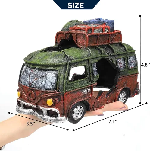 Miniatura 6 de Adorno de acuario de restos de automóvil, restos de automóvil para pecera, decoración de paisaje subacuático, escondites de cuevas, suministros