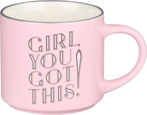 Taza de café rosa XL con texto en inglés "Girl You Got This", divertidos regalos de cumpleaños para mujeres, mamá, compañera de trabajo, jefa dama,