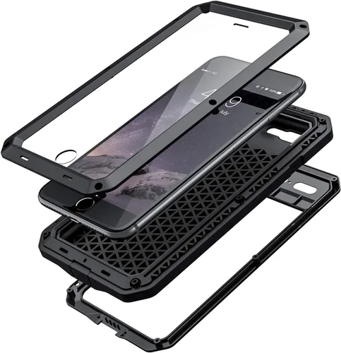 Miniatura 3 de Lanhiem Funda para iPhone 7 Plus/8 Plus, resistente a los golpes, [Tough Armour], funda de metal con protector de pantalla integrado, funda Negro