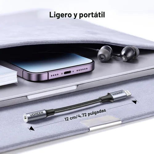 Miniatura 7 de Adaptador de auriculares UGREEN para iPhone, conector Lightning a 3.5mm, certificado Apple MFi, conector de audio auxiliar Lightning, dongle Gris