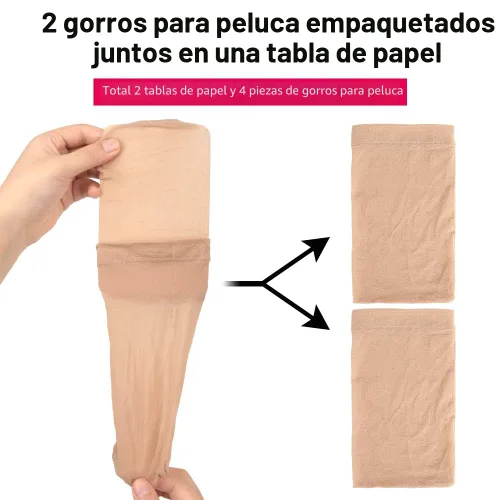 Miniatura 2 de Fandamei 4 piezas Gorras de Peluca de Media de Nailon Elástico Marrón Claro para Mujeres