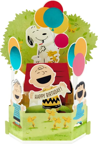 Miniatura 2 de Hallmark Paper Wonder Peanuts - Tarjeta de cumpleaños desplegable (Snoopy, Charlie Brown, Día lleno de diversión)