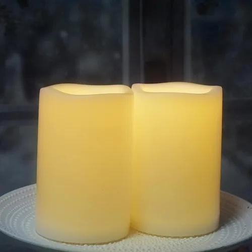 Miniatura 4 de CANDLE CHOICE Velas impermeables sin llama para exteriores, funcionan con pilas, con temporizador, gran resina plástica brillante, parpadeante
