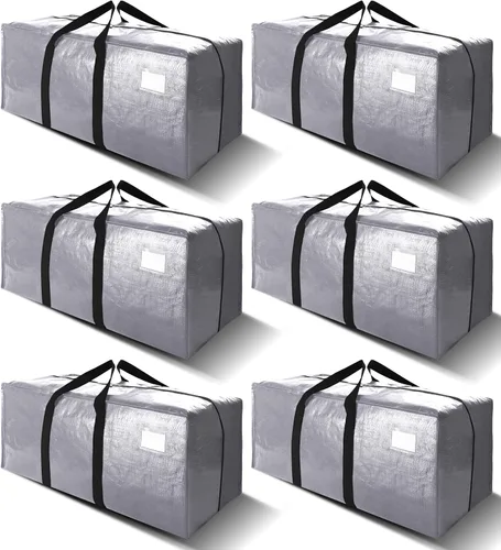 VELVETSURE - Bolsas de almacenamiento extragrandes y de alta resistencia para mudanza, con asas y cremalleras, correas de mochila, asas grandes y