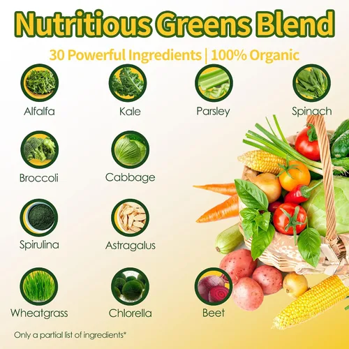 Miniatura 5 de Daily Greens, Superfood - Paquetes de gomitas verdes, suplemento de clorella y espirulina con más de 20 prebióticos orgánicos, vitaminas y minerales