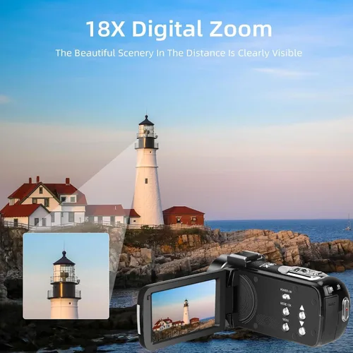 Miniatura 5 de ORDRO Videocámara Grabadora de Cámara Digital Full HD 1080P 30FPS 30MP 3.0 Pulgadas 270 Grados Rotación LCD 18X Zoom Digital con Tarjeta de 16GB y 2