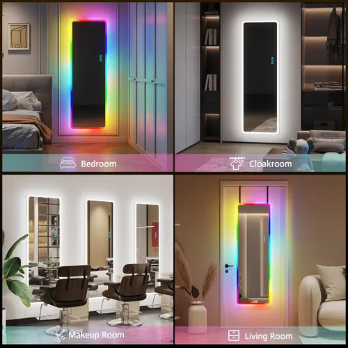 Miniatura 8 de Vlsrka Espejo de longitud completa de 47x16 pulgadas con luces RGB, espejo iluminado LED para colgar sobre la puerta, cuerpo completo, iluminación