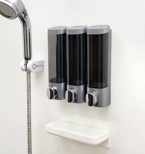 Miniatura 9 de RANKADO - Dispensador de jabón de ducha de lujo, 2 cámaras, sin taladro, dispensador de champú y acondicionador de baño, montado en la pared