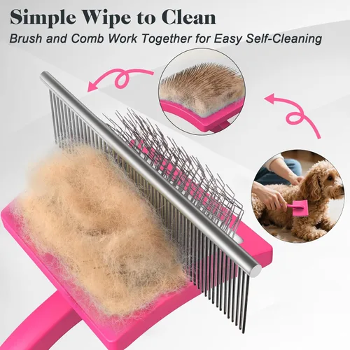 Miniatura 5 de 2 cepillos deslizantes para perros y peines de mascotas, cepillo profesional de aseo para perros (Goldendoodles, caniches, labradoodles) con Rosa