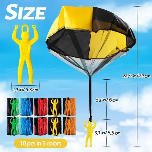 Miniatura 2 de OJYUDD Paquete de 10 paracaídas para niños, figuras sin enredos, paracaídas, juguetes voladores para niños y niñas, para interiores y exteriores