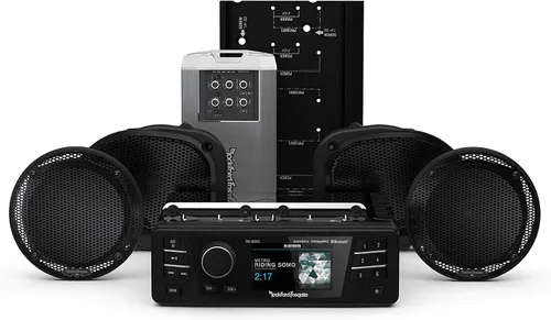 Rockford Fosgate HD9813RGU-STAGE2 Receptor de medios digitales, kit de cuatro altavoces y amplificador para Harley-Davidson Road Glide Ultra