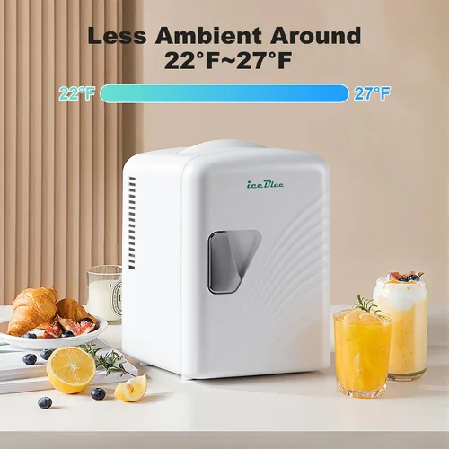 Miniatura 2 de Iceblue Mini nevera retro de 4 litros/6 latas, mini refrigerador para el cuidado de la piel, enchufe de CA y cargador de coche de 12 V, mini Blanco