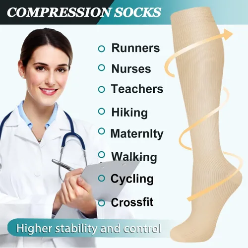 Miniatura 45 de ACTINPUT 8 pares de calcetines de compresión para mujeres y hombres, medias de compresión de apoyo para médicos, correr, atletismo