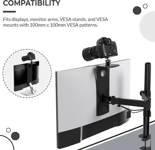 Miniatura 5 de HumanCentric Montura para Monitor DSLR Pequeña, Montaje de Cámara de Escritorio, Luz para Webcam, Estante para Micrófono para Brazo VESA de Monitor
