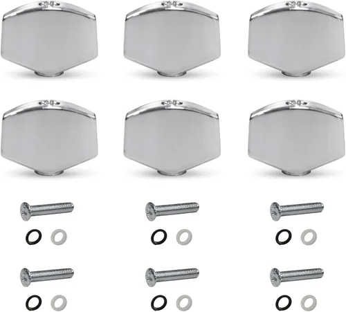 Miniatura 9 de MAXCHEER 6 piezas de metal grande forma cuadrada guitarra afinación clavija afinadores cabeza máquina reemplazos botones perilla mango punta (negro)