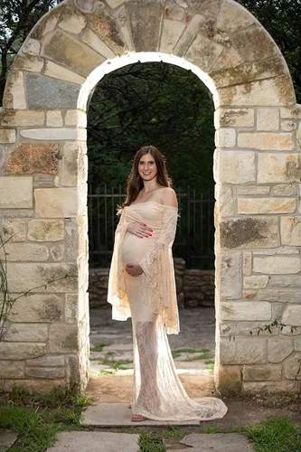 Miniatura 6 de Saslax Vestido de maternidad de encaje con hombros descubiertos para fotografía, maxi accesorios de maternidad, vestidos para sesión de fotos, baby