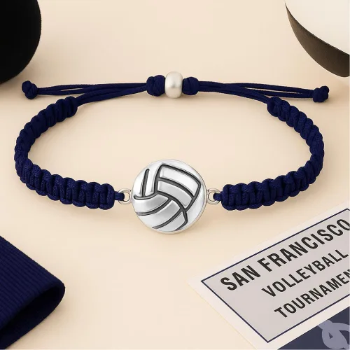 Miniatura 8 de Pulsera con dijes de voleibol Sportybella - Pulseras ajustables con dije de voleibol. Regalos ideales y recuerdos para jugadores de voleibol. Azul