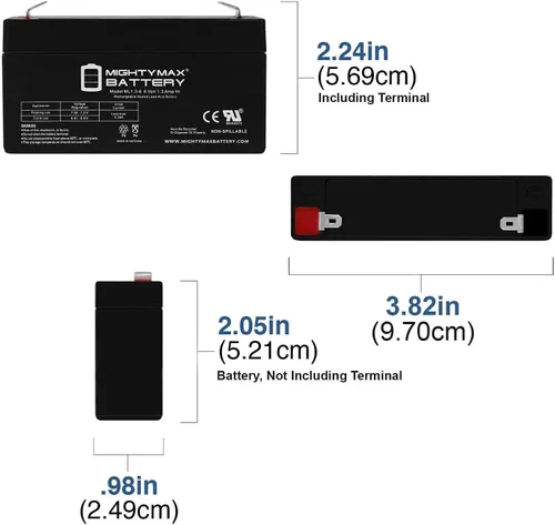 Miniatura 2 de Mighty Max Battery Reemplazo de 6V 1.3Ah para batería WKA6-1.3F
