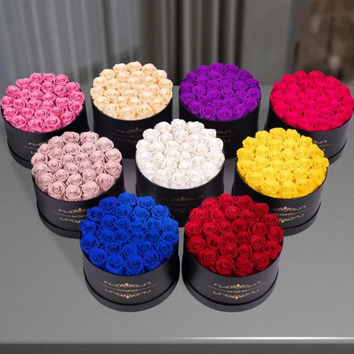 Miniatura 5 de NATROSES 27 Rosas Preservadas para Siempre en una Caja, Flores Preservadas para Entrega de Cumpleaños, para Mamá, Buttermilk Suero de mantequilla