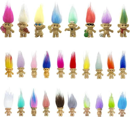 Mini Muñecos Troll, Mini Figuras de Acción de Muñecos Troll Vintage de PVC, Toppers para Pasteles, Cromáticos, Adorables Pequeñitos Lindos de