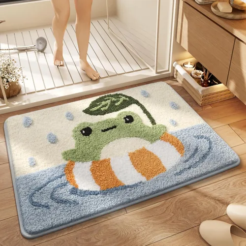 Miniatura 11 de Ankah Alfombra de ducha bonita, lujosa, absorbente y antideslizante, lavable a máquina para bañera, ducha y baño, 17.71 x 25.59 pulgadas, diseño