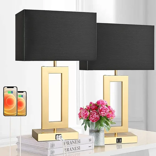 Miniatura 8 de BrightWe Juego de 2 lámparas de mesa para dormitorio, lámparas de mesa de control táctil con 2 puertos USB, lámparas de mesita de noche regulables