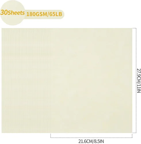 Miniatura 2 de 30 Hojas de Papel Pergamino - Blanco Cremoso 8.5" x 11" Tamaño Carta Cartulina Pergamino 65lb Papel Grueso Pesado Vintage para Certificados