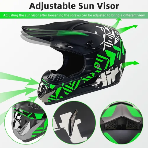 Miniatura 4 de Cascos de Dirt Bike para Jóvenes de Moda para Niños, Motocross, Motocicleta, BMX, ATV, Todoterreno, Cuatro Ruedas, Cascos Integrales para Bicicleta