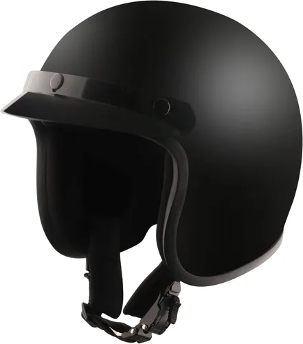 Detour Helmets D.O.T. - Casco ligero 3/4 negro plano para motociclistas con visera extraíble