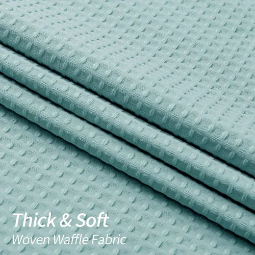 Miniatura 3 de MitoVilla Cortina de Ducha de Tela Waffle Verde Azulado, Cortinas de Ducha con Textura de Tejido Waffle Turquesa para Decoración de Baño Moderno