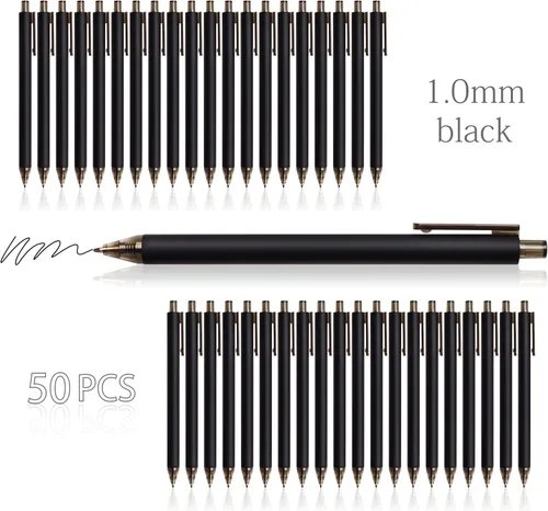Miniatura 3 de CRYLLIS Bolígrafos a granel, paquete de 50 bolígrafos para bolígrafos de tinta negra, escritura suave, sin manchas, suministros de oficina, regalos